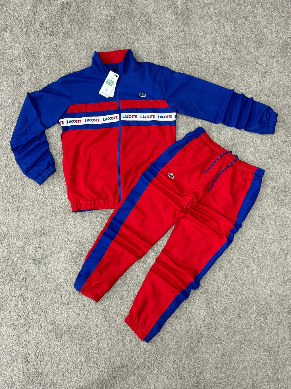 Chandal LACOSTE rojo-azul